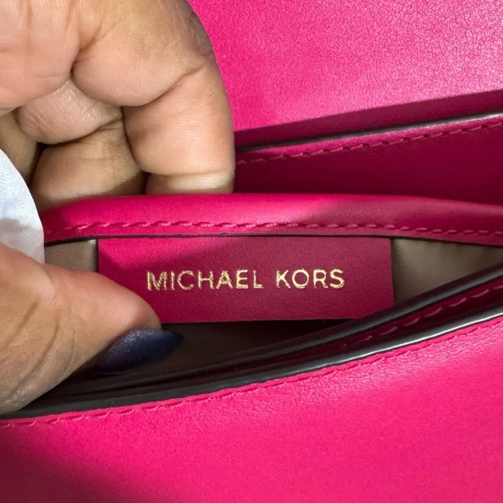 Michael‎ Kors Fuchsia Floral Jade Gusset Leather Crossbody Bag - Picture 6 of 10